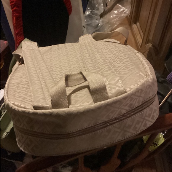 Cream Diamond Pattern Backpack - Picture 2 of 3